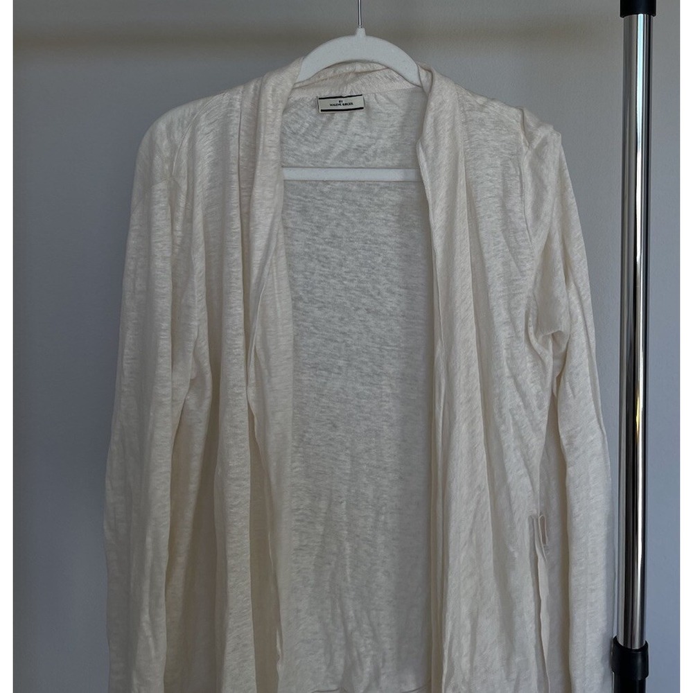 by malene birger wrap front ‎ Tie cardigan SZ M White Classic Short Open
